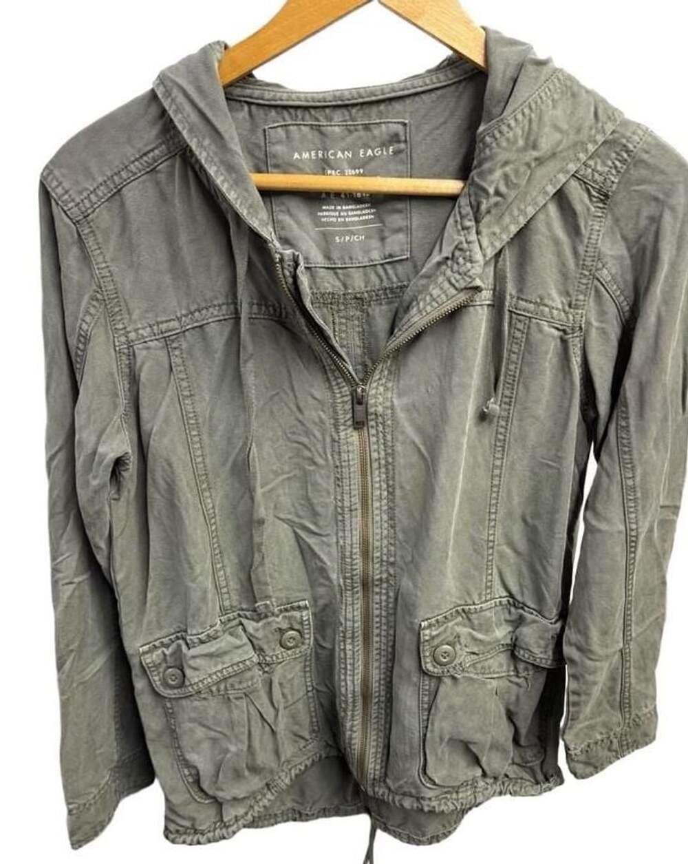 American Eagle Green Hooded Utility Jacket Size S
